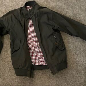 Ben Sherman Olive Green Bomber Jacket with Red Checkered Lining
